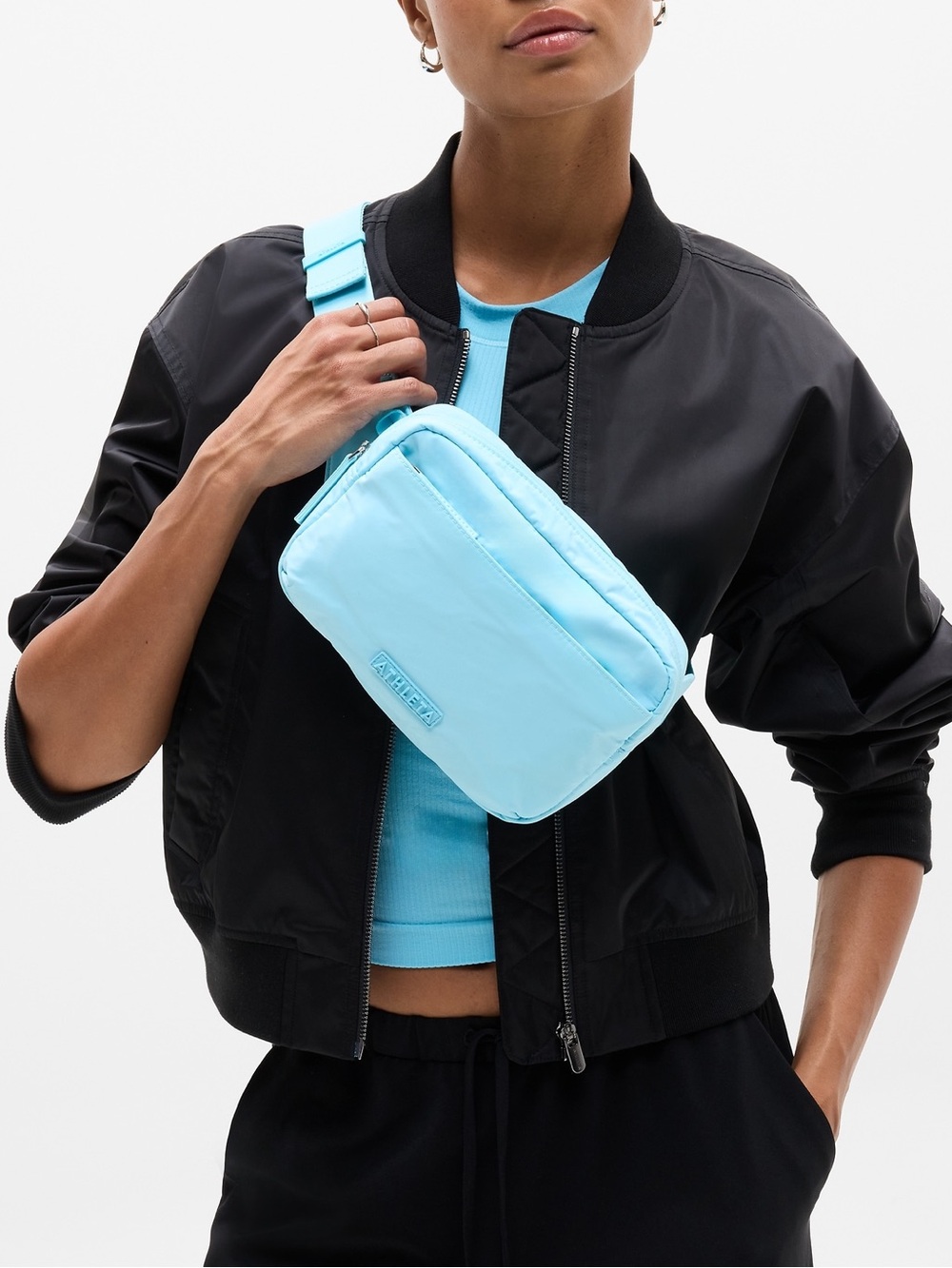 Athleta All About Large Crossbody Purse Bag Aqua Blue Casual Travel -NWOT